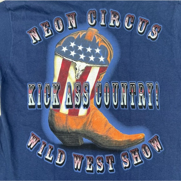 NEW Vintage Brooks & Dunn Neon Circus Only In America Tour Tshirt Size M Blue - Picture 4 of 6